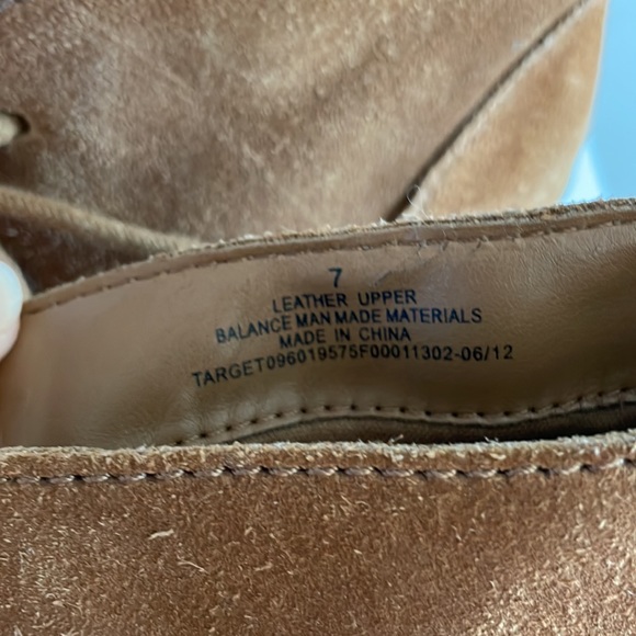 Target Suede Brown Wedge Booties Lace-Up Size 7 - Picture 8 of 11